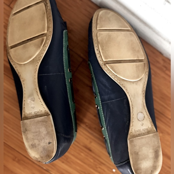 Kate Spade Green and Blue Bow Loafers Preppy Coastal - Picture 10 of 11